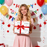 Birthday Wrapping Paper Roll, “Happy Birthday To My Favorite Person” Design With Red Hearts, Cute Minimalist Gift Wrap For Adults, Friends & Loved Ones, Mini Roll 17 In × 16.4 Ft