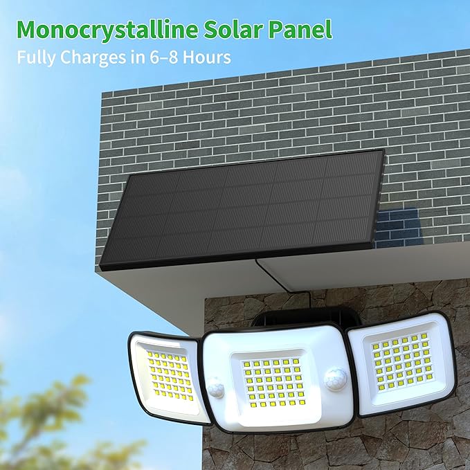 2 Pack 1200LM Solar Flood Lights Waterproof Dual Motion Sensor Security Lights with Remote