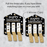 Big Dot of Happiness Adult Happy Birthday - Gold - Birthday Party Game Pickle Cards - Pull Tabs 3-in-a-Row - Set of 12