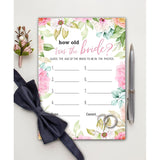 Bridal Shower Games - How Old Was The Bride-To-Be Wedding Shower Party Card Game - Blush Pink Boho Floral Bachelorette/Engagement Party Supplies Activities Decorations (A04)