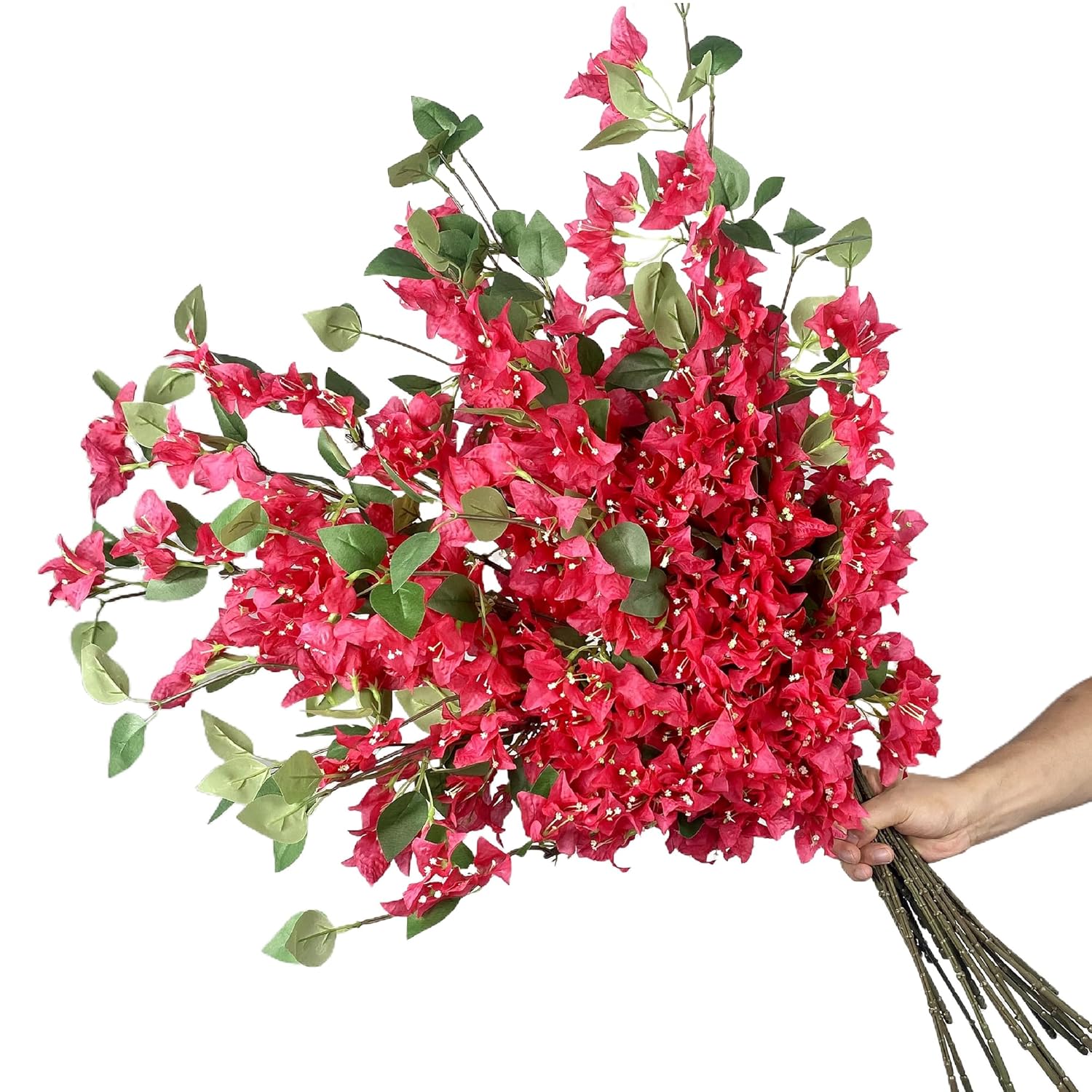Pack Of 24 - Silk Bougainvillea Branches Artificial Flowers Stem Faux Bougainvillea Floral Hanging Vines For Home Wedding Centerpieces Table Vase Storefront Event Decor (Deep Pink - Pack Of 24)