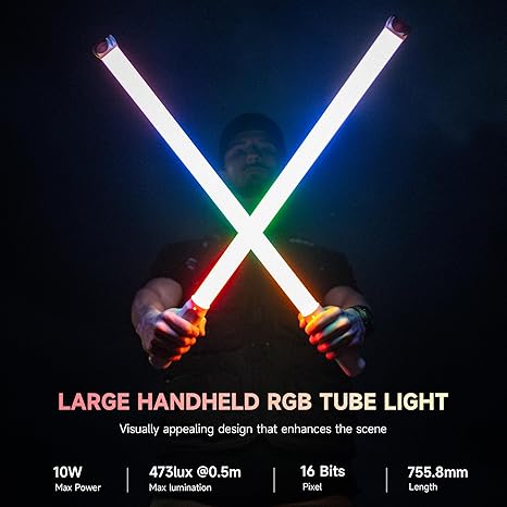 2 Pack RGB Tube Light Wand Full Color Handheld LED Stick Light with App Control Pixel Effects and Magnet