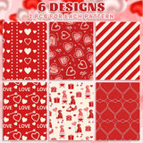 12 Sheet Valentine’S Day Wrapping Paper Love Heart Gnome Fingerprint Gift Wrap Paper Folded Flat Red Diy Craft Art Paper For Birthday Wedding Party Supplies, 19.7 X 27.6 Inch