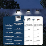 12 Pack Solar Fence Lights Outdoor Waterproof 4 LED Deck Step Pathway Garden Lights