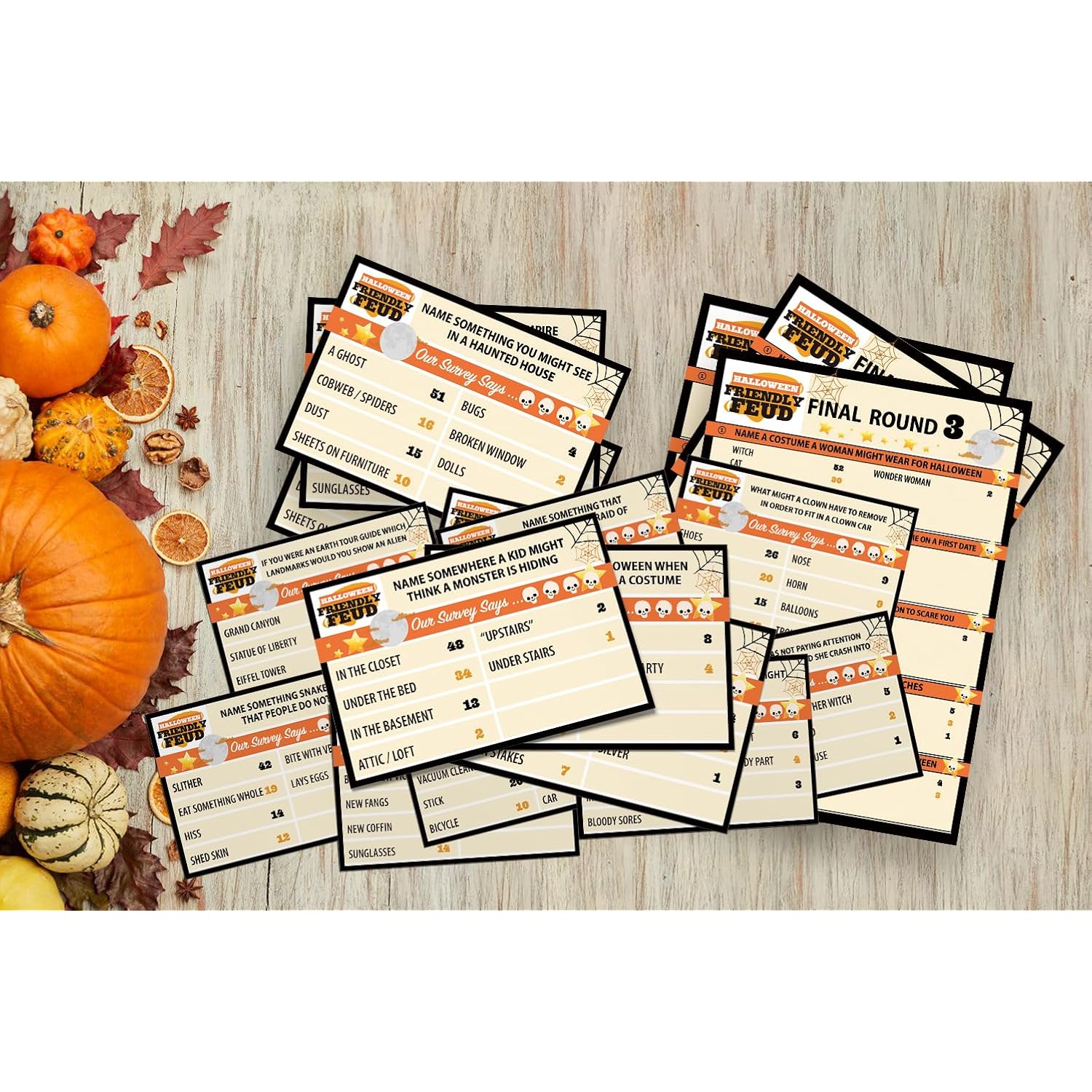 Halloween Friendly Feud Game, Family Game Night, Trivia Quiz, Halloween Trivia, Office, Group, Fun Feud For Family -Wc01