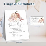 Boho Pumpkin Diaper Raffle Game Sets - 1 Self-Standing Sign & 50 Diaper Raffle Tickets For Gender Reveal, Baby Announcement,Party Favor And Decorations-B16