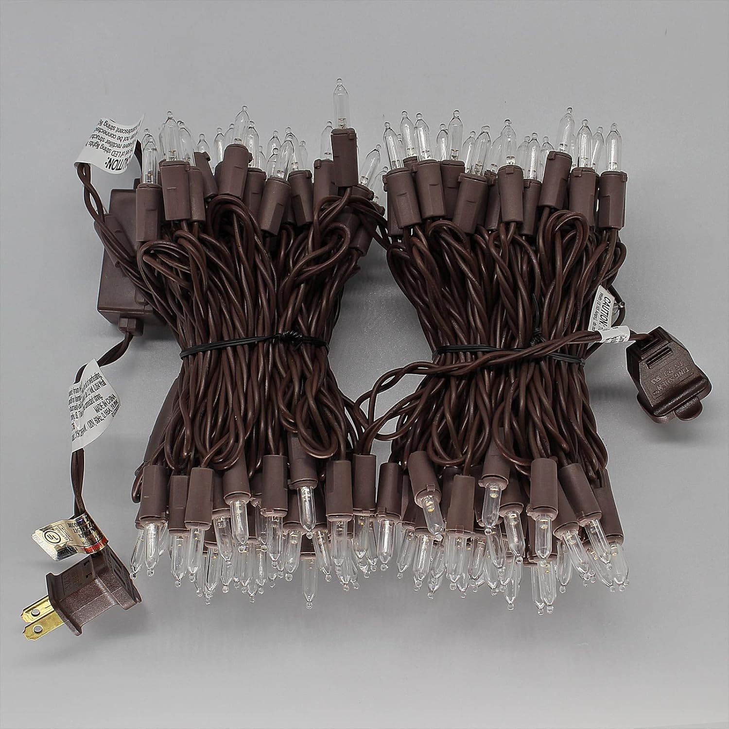 150 Led Warm White Christmas Lights On Brown Wire, 50 Feet Xmas Tree Lights, Ul Certified For Outdoor Indoor
