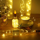 Wine Bottle Lights With Candle Flame, 10 Pack 20 Led Flameless Cork String Light Battery Operated Copper Wire Mini Fairy