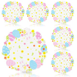 Round Easter Placemats Set of 6, 13.5" x 13.5" Easter Egg Bunny Rabbit Place Mats Flower Floral Doily Linen Seasonal Spring Table Decor for Home Party Kitchen Dining Tableware Decorations