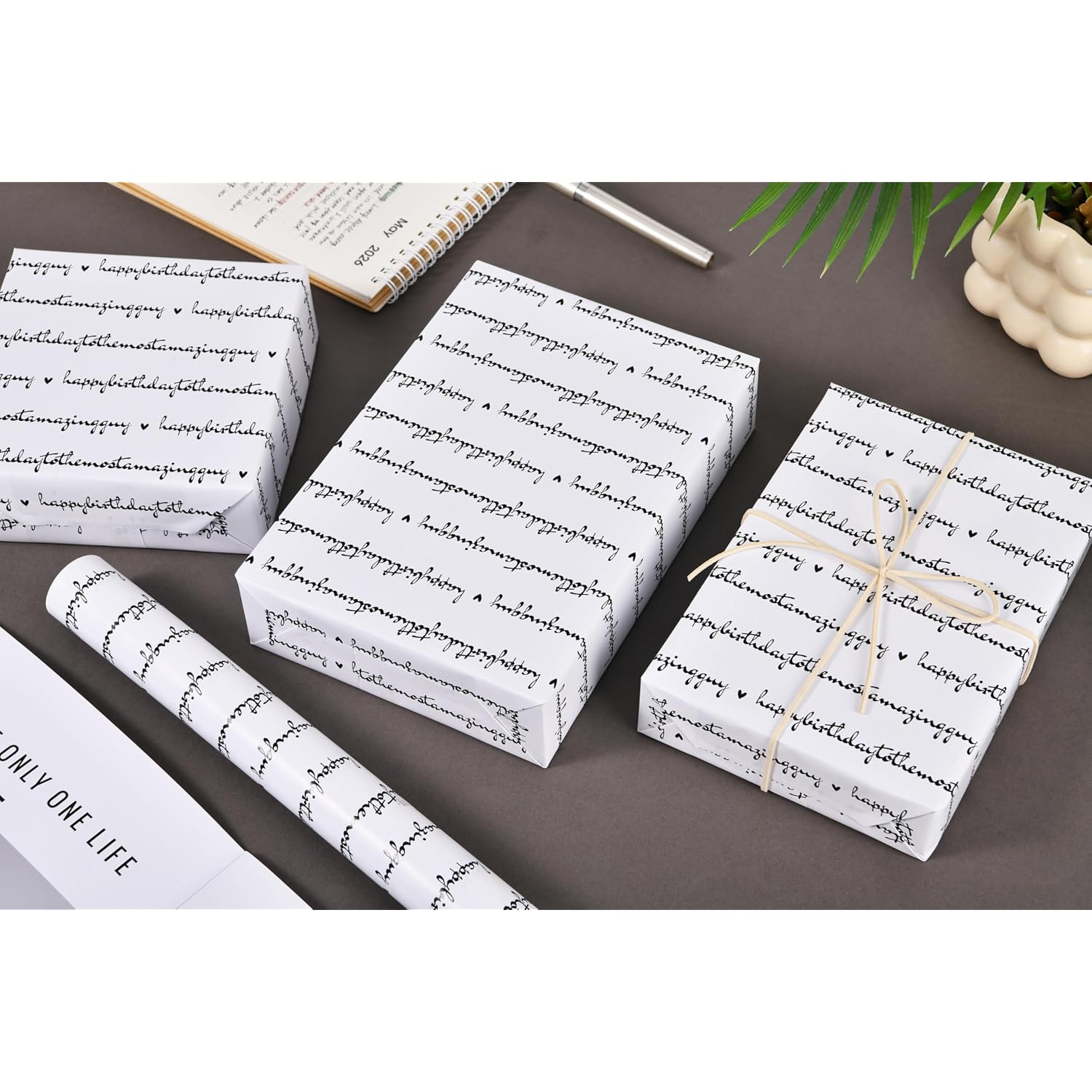 Birthday Wrapping Paper - 17" X 16.5 Feet Roll - Happy Birthday To The Most Amazing Guy Gift Wrap For Man