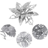 24 Pieces Christmas Glitter Artificial Poinsettia Flowers Christmas Flowers Decorations Wedding Xmas Tree New Year Ornaments