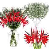 28 Pcs Bird Of Paradise Stems Artificial Plant 22 Inch Faux Tropical Flowers And 19.7 Inch Fake Palm Leaves For Garden Verandah Wedding Floral Arrangement Hawaiian Luau Decorations