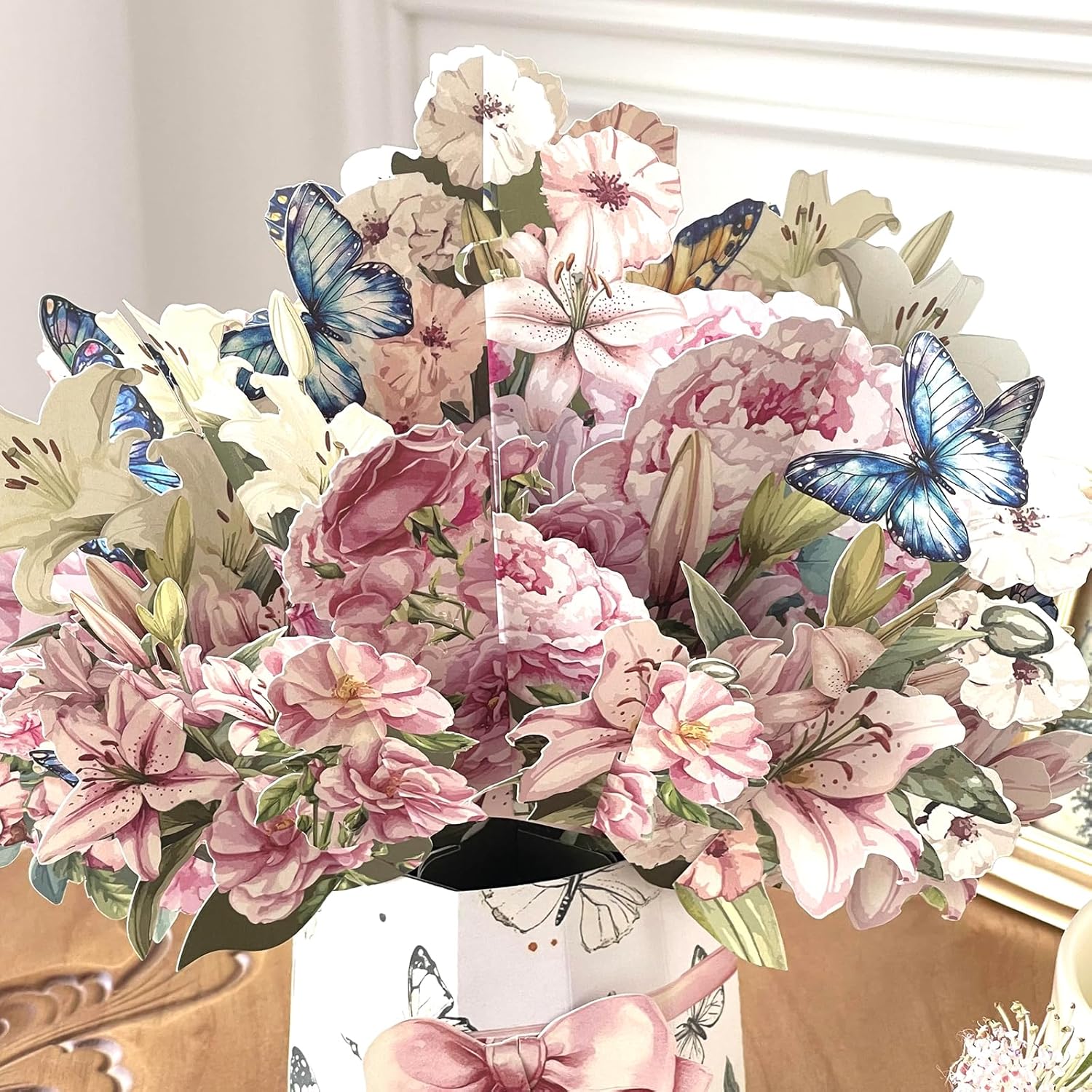 Greeting Card Pop Up, 11 Inch Life Sized Forever Flower Bouquet 3D Pop Up Birthday Gifts For Women Wife Mom Daughter Sister Aunt Grandmother, Anniversary Card, With Envelope