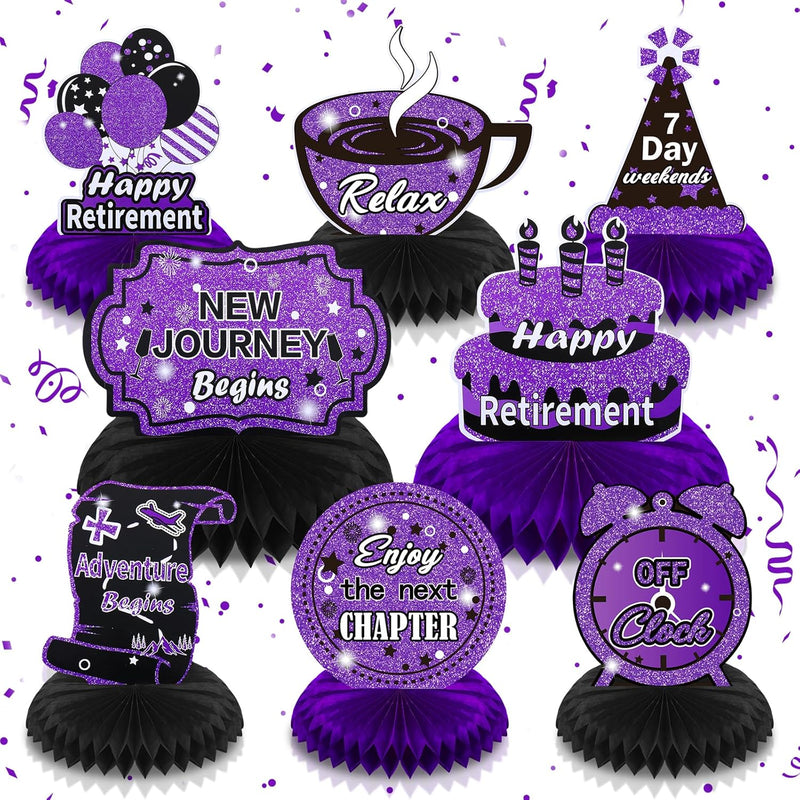 8Pcs Purple Retirement Party Decorations For Women Purple Black Retire