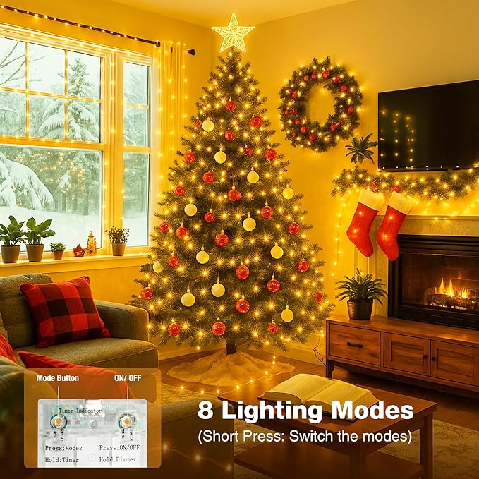 16FT 50 LED Fairy Lights Battery Operated Warm White String Lights with Timer 8 Modes USB Mini Twinkle Lights for Bedroom Wedding Decor