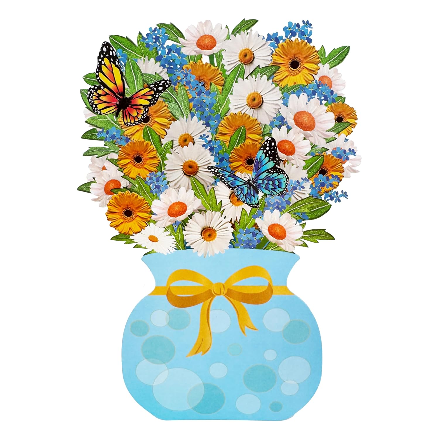 3D Pop Up Daisy Bouquet Card With Butterflies, All-Occasion Greeting Card For Birthday, Mother'S Day, Get Well & More, Includes Envelope & Message Tag (Daisies)