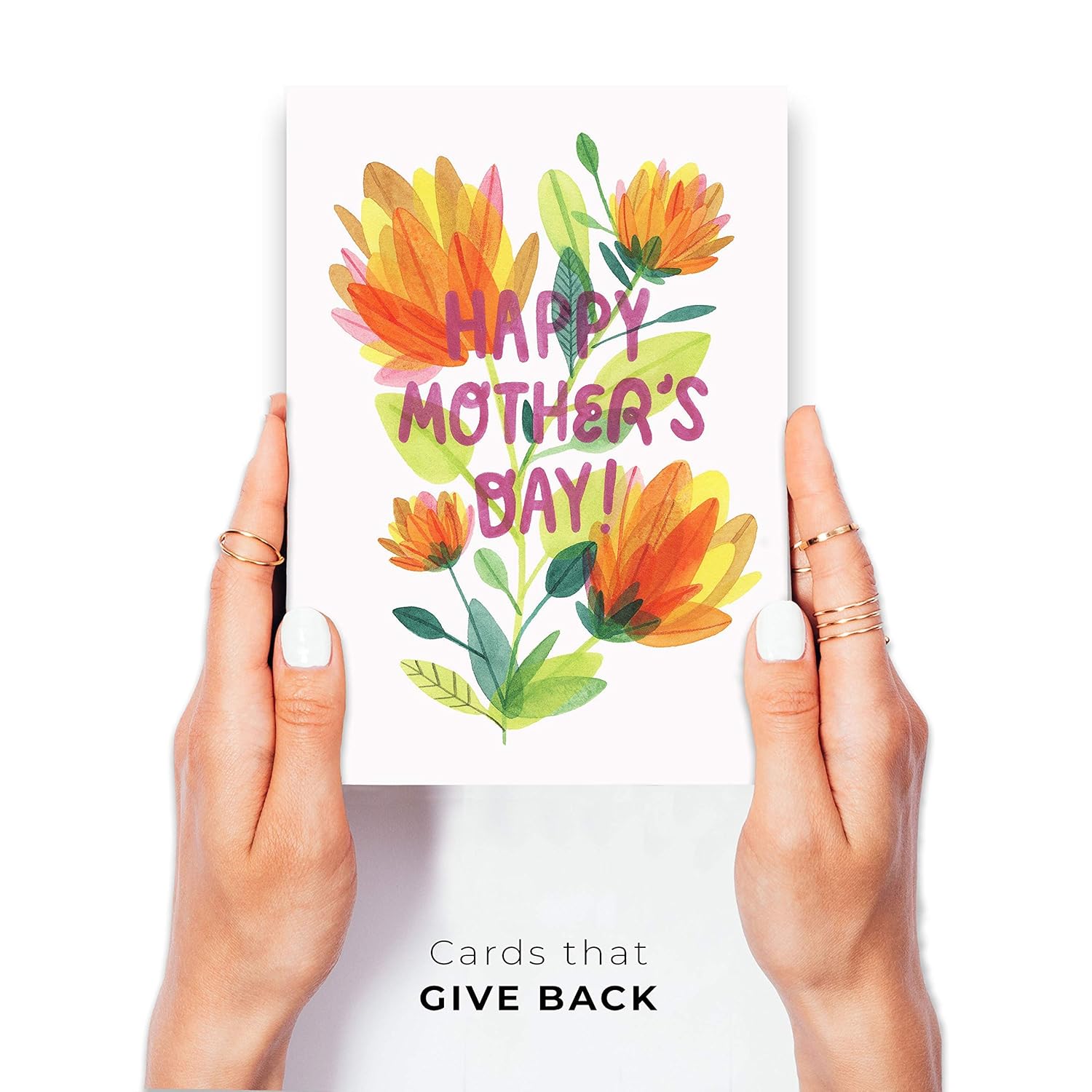 Wunderkid Happy Mother'S Day Card, Beautiful Flowers For Mom Greeting Card (1 Single Card, Blank Inside)