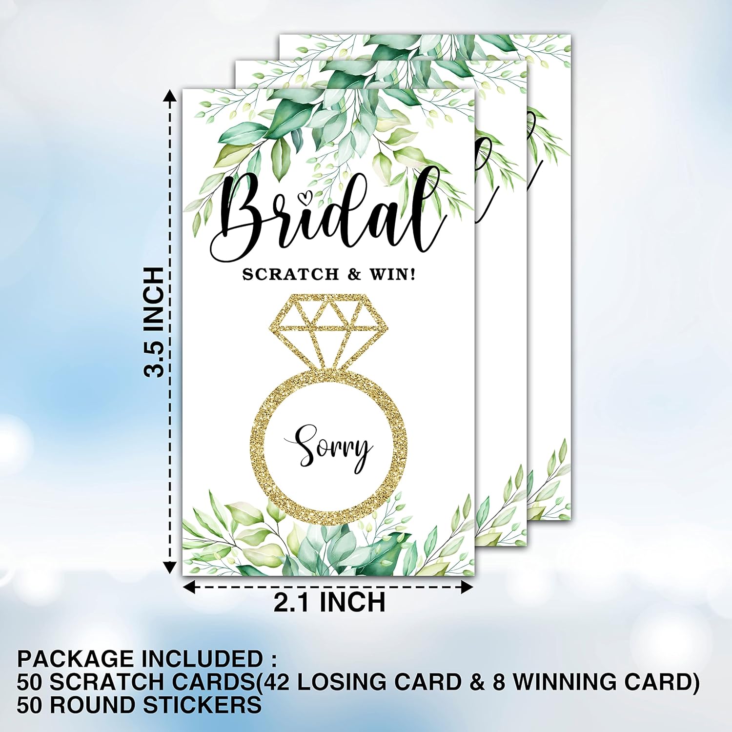 Bridal Shower Scratch Off Games, Bridal Shower Decorations, Greenery Bridal Raffle Lottery Tickets Cards For Bridal Shower Bachelorette Party Wedding Engagement Party, Set Of 50 Cards (A11)