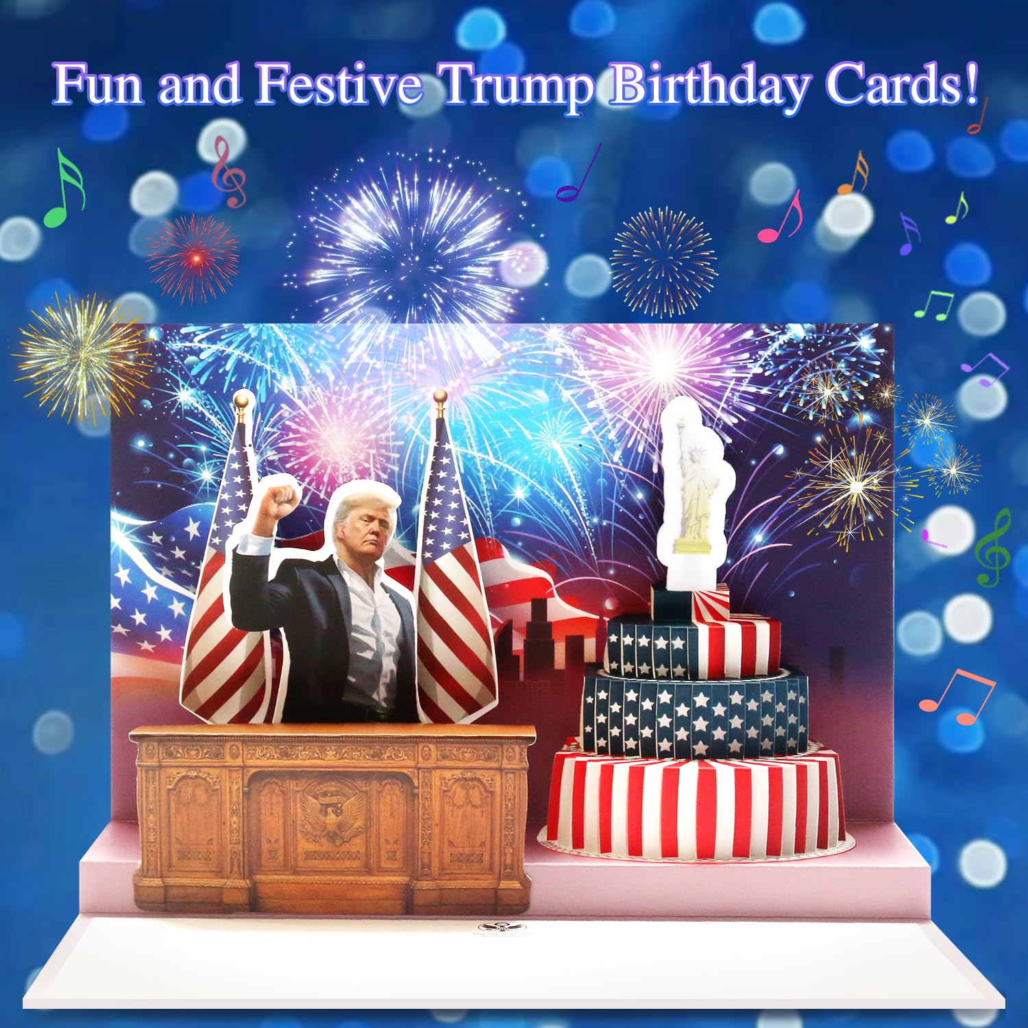 Birthday Card, Talking Donald President Greeting Cards With Real Voice Message & Light For Men And Women, Parents, Couples (Birthday -Statue Of Liberty)