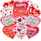 Happy Valentines Day Balloons, 18 Inch Red Pink White Heart Balloons, Valentines Heart Balloon For Valentine Day Romantic Decorations Special Night Party Supplies