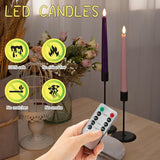 Flamelss Advent Candles, 9.6" Real Wax Flameless Taper Candles With Remote, 4 Pack Flickering Led Candle Battery Operated Candlesticks For Christmas, Catholic, Advent, Wreath, Purple And Pink