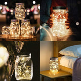 8 Pack Solar Mason Jar Lights 30 LED Solar Fairy String Lights Outdoor Waterproof Mason Jar Lid Lights Solar Powered Lantern Hangers for Garden Patio Party Wedding Decor No Jars Included