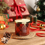 Christmas Scented Candle, Christmas Morning Scented Candle, 3 Wicks Large Candle Natural Soy Wax Candles, Red Xmas Tree Candles Gifts, 14Oz