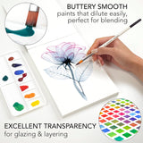 Watercolor Paint Set - 48 Piece Kit For Adults, Beginners & Professional Artists - 48 X 12Ml Liquid Water Color Tubes - Richly Pigmented Vibrant Colors - Art Supplies