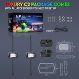C2 Max RGB IC Chasing Color Rock Lights 2 Piece LED Underglow Light Kit for Truck ATV UTV Offroad Vehicles