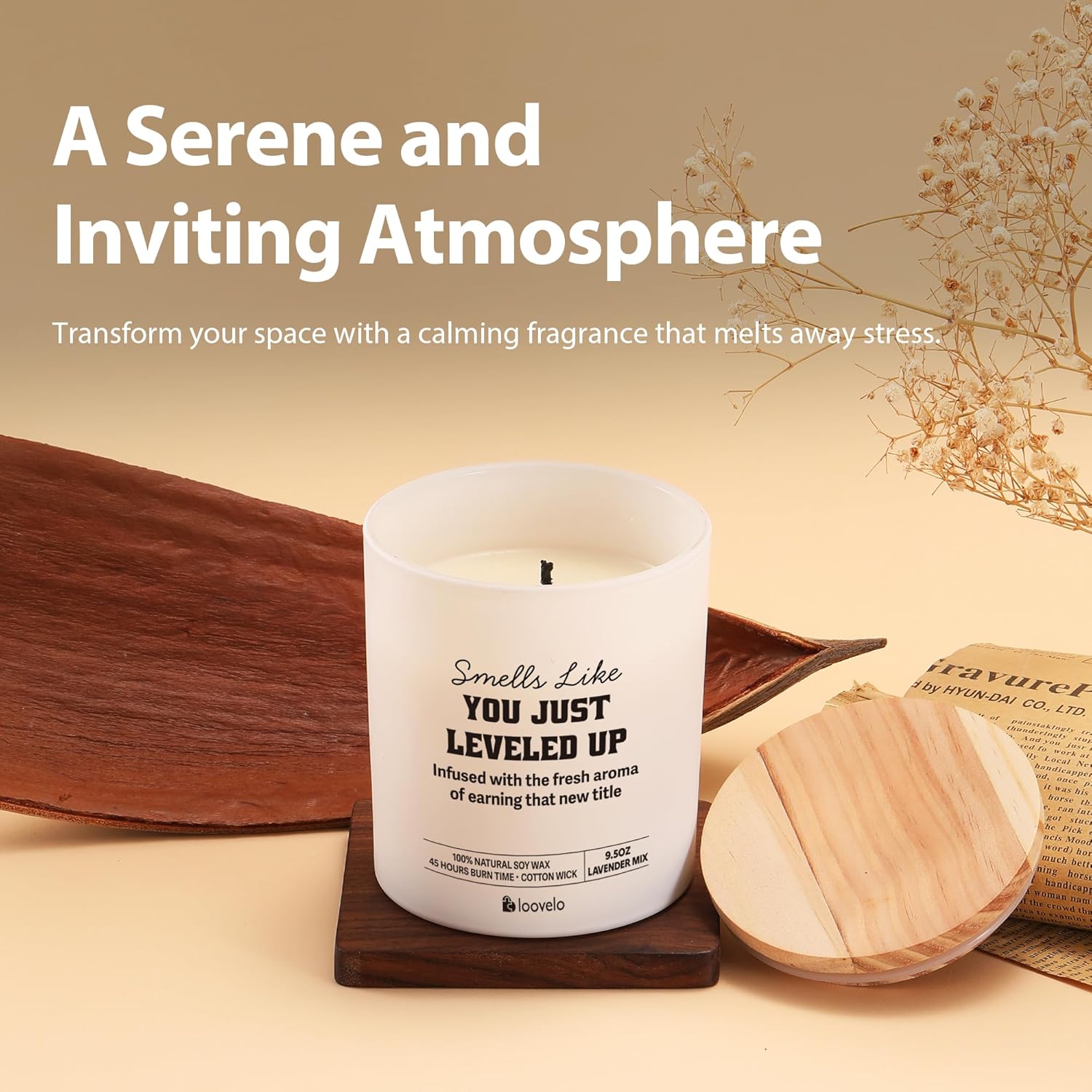 Smells Like You Just Leveled Up Congratulations Gifts On New Job Promotion Gifts For Coworkers Friends Scented Candle Home Office Jar Candle Sage Floral Lavender Scent Soy Wax 9.5 Oz