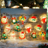Christmas Fairy String Lights, 20 Led Xmas Warm White Lights Hanging Decors With Santa Claus Wreath Tree Snowman Candy C