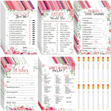 300 Pcs Bridal Shower Games Supplies Include 5 Sets 50 Wedding Games Cards And 50 Pencils, Bridal Shower Decorations Favors For Guests Bride Groom Wedding, 50 Guests(Fresh Style)