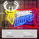 Beer Deer Neon Sign Dimmable LED Wall Light for Bar Man Cave Pub Decor