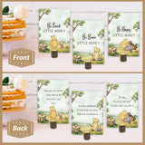 8Pcs Winnie Quotes Party Cards With Wooden Stands, Classic Pooh Baby Shower Decor, Winnie Baby Shower Centerpieces, Double Side Winnie Party Game Cards, Birthday Party Supplies, Nursery Decor Prints