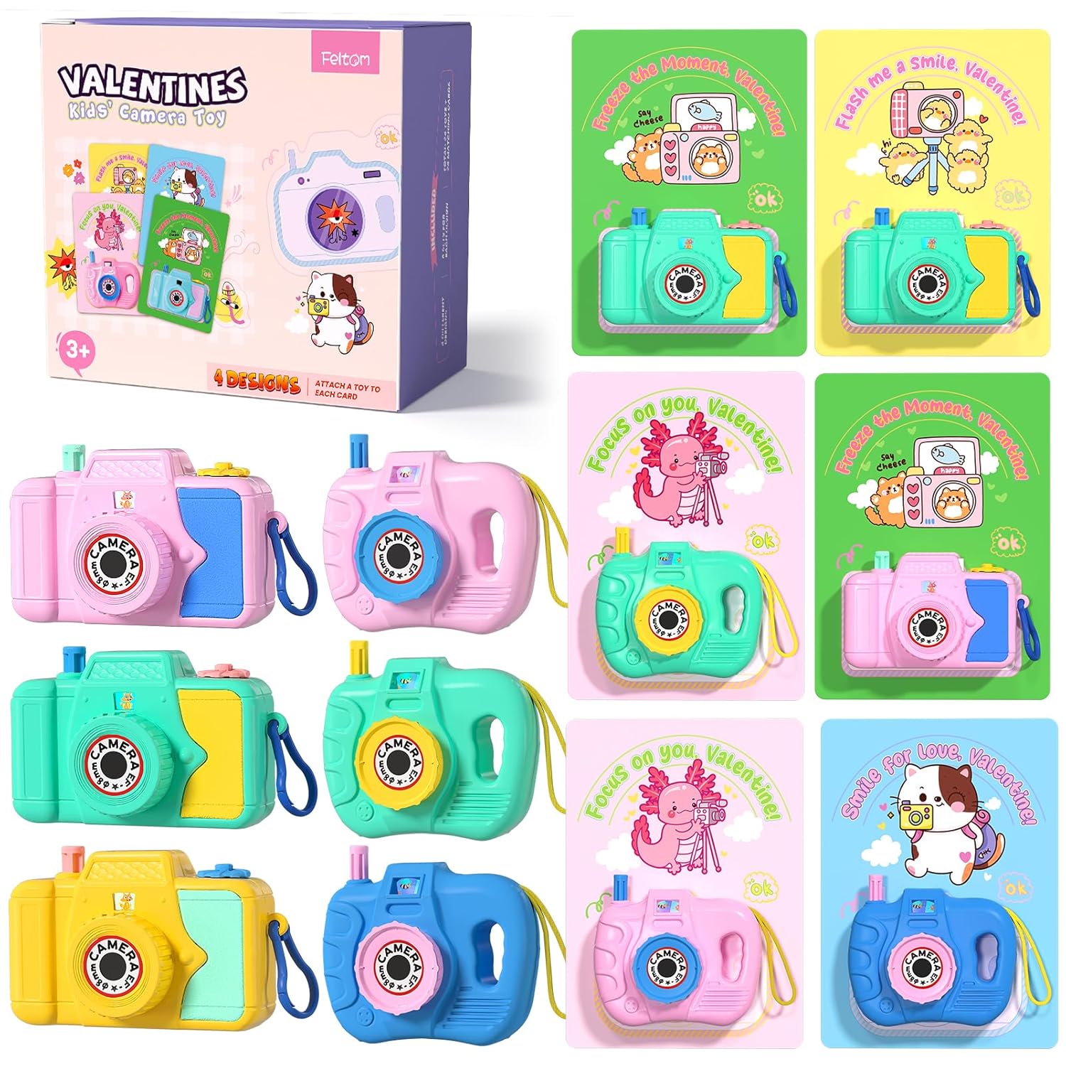 24 Pack Valentines Day Gifts For Kids – Mini Toy Camera Set With Valentine’S Greeting Cards, Images In Viewfinder, Classroom Exchange Gifts For Boys & Girls