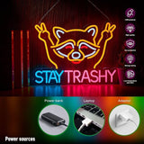 Stay Trashy Raccoon Neon Sign USB Dimmable LED Wall Light for Bar Man Cave Decor