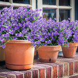 10Pcs Artificial Flowers,Fake Greenery Faux Plastic Bushes Fake Shrubs Uv Resistant No Fade Faux Plastic Flowers For Wedding Hanging Bouquet Indoor Outdoor Home Garden Office Kitchen(Purple)