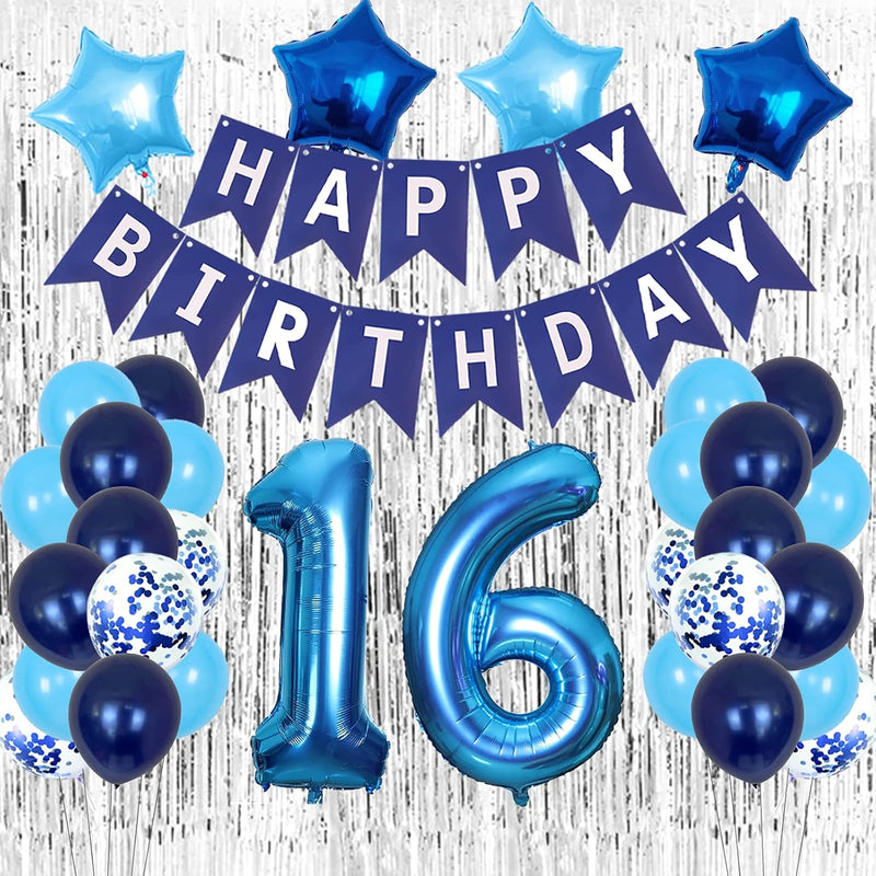 16 Birthday Decorations, Blue 16Th Birthday Decorations Girls Boys Par