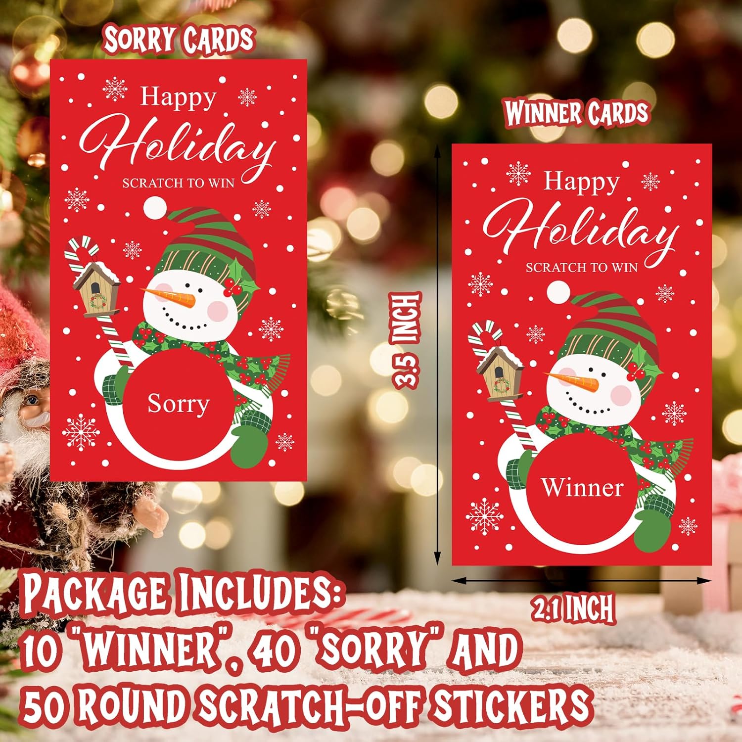 Christmas Scratch Off Cards (50 Pack), Xmas Scratcher Tickets, Snowman Party Game For Wedding Baby Shower Birthday Supplies Decorations - C02