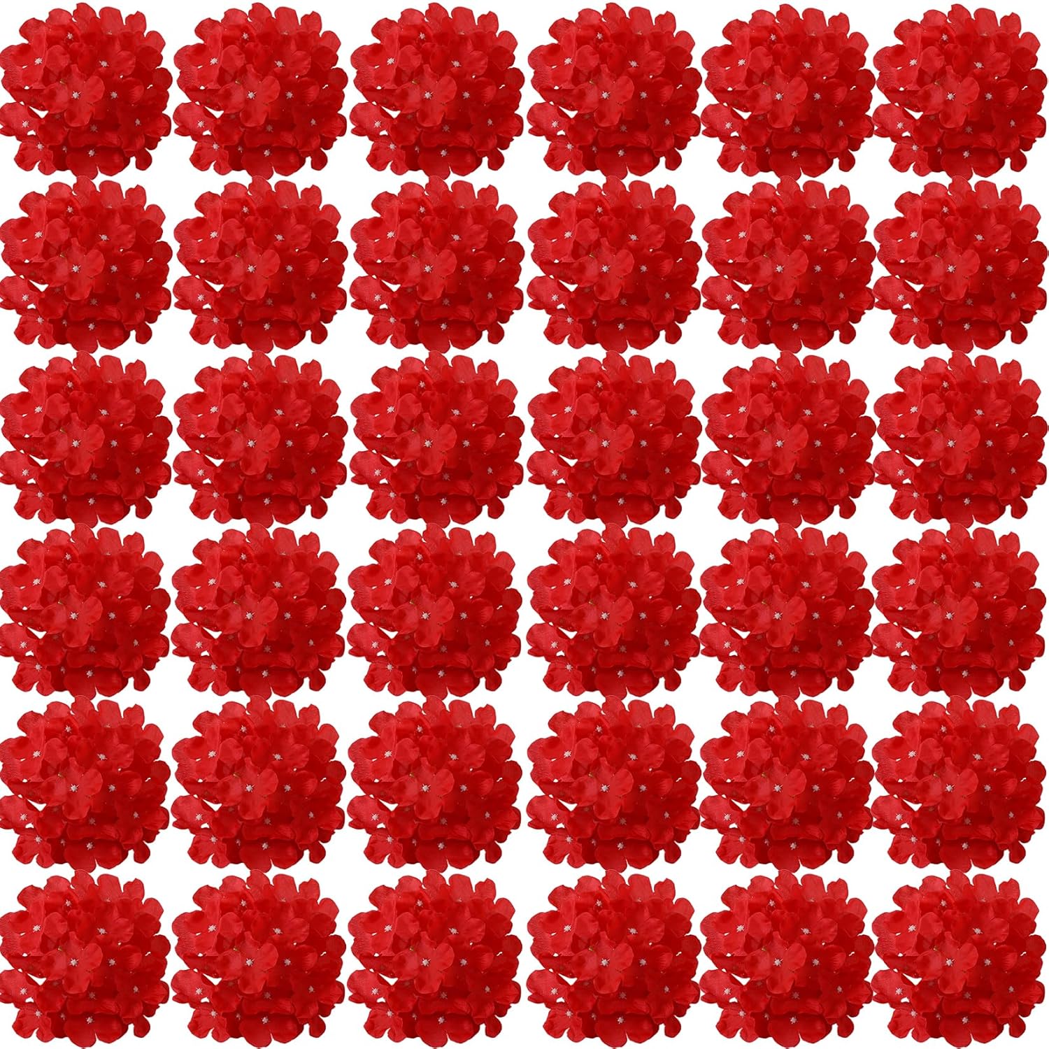 Silk Hydrangea Heads 36 Pcs Artificial Flowers Heads And 3 Dozens Stems Fake Hydrangea Flowers With Stems For Home Wedding Decor (Red)