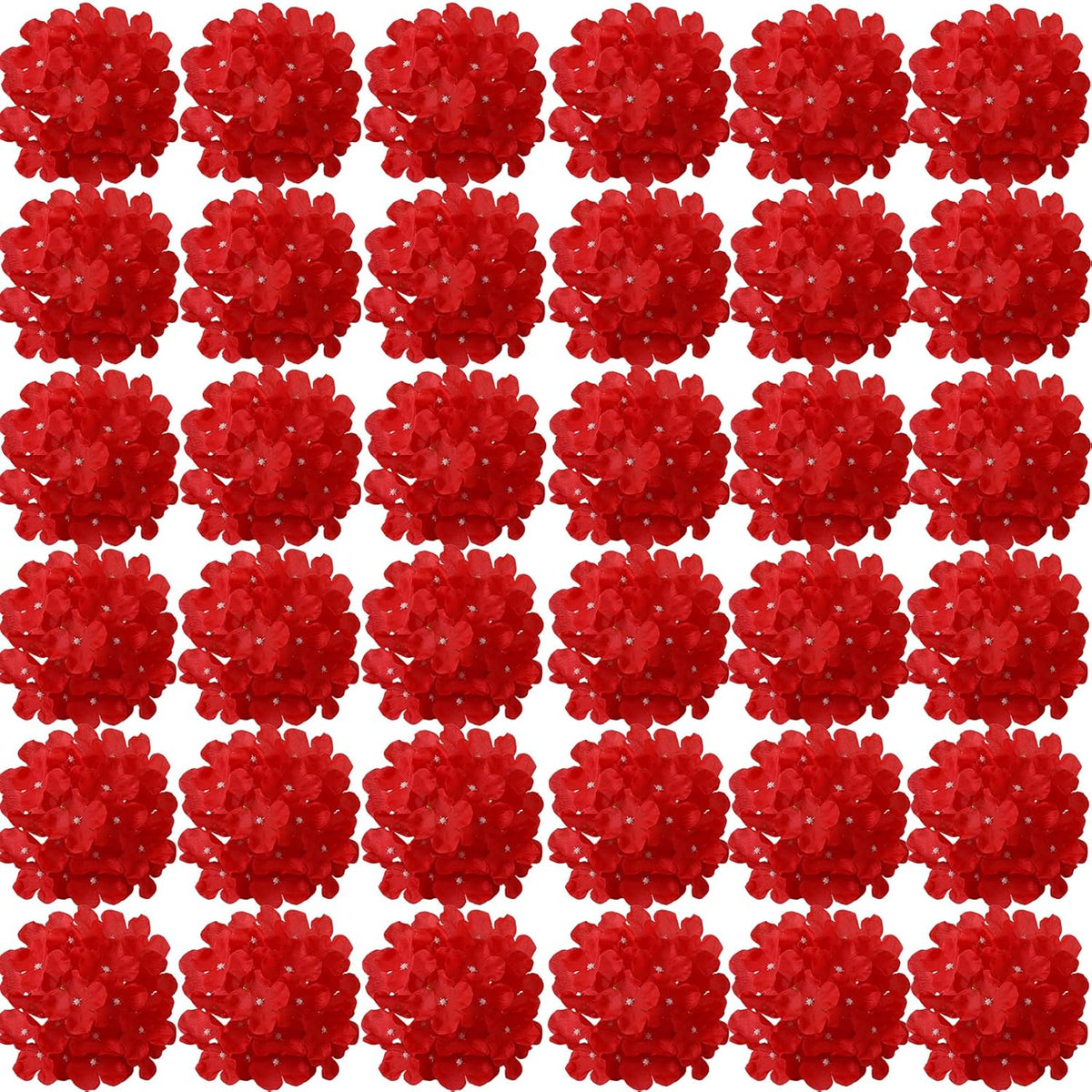 Silk Hydrangea Heads 36 Pcs Artificial Flowers Heads And 3 Dozens Stems Fake Hydrangea Flowers With Stems For Home Wedding Decor (Red)
