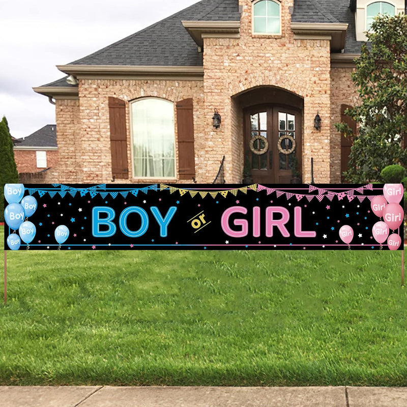 Baby Gender Reveal Decorations Banner (118.2X19.7 Inch) , Boy Or Girl