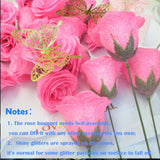 Pink Glitter Roses Gift For Her, Diy Artificial Rose Butterfly Flowers Bouquet Rose Gifts For Mothers Day Valentine Anniversary Birthday Gift For Women Wedding Decoration