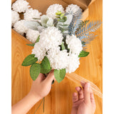 Artificial Wedding Dahlia Flowers 25Pcs Fake Foam Roses With Stem For Wedding Bouquets Centerpieces Arrangements Decoration(White)