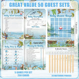 321 Pcs Fishing Don'T Say Baby Shower Game Supplies For Boys Include 50 Activity Cards 1 Don'T Say Baby Sign 50 Clothespins 20 Pencils For Price Is Right Prediction Bingo Game Party Decor