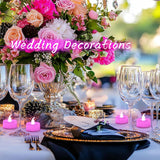 Flameless Candles With 6H Timer, Steady Pink Led Tea Lights, Romantic Long Lasting Battery Operated Fake Candles For Party, Halloween And Christmas, Set Of 24 (Pink)