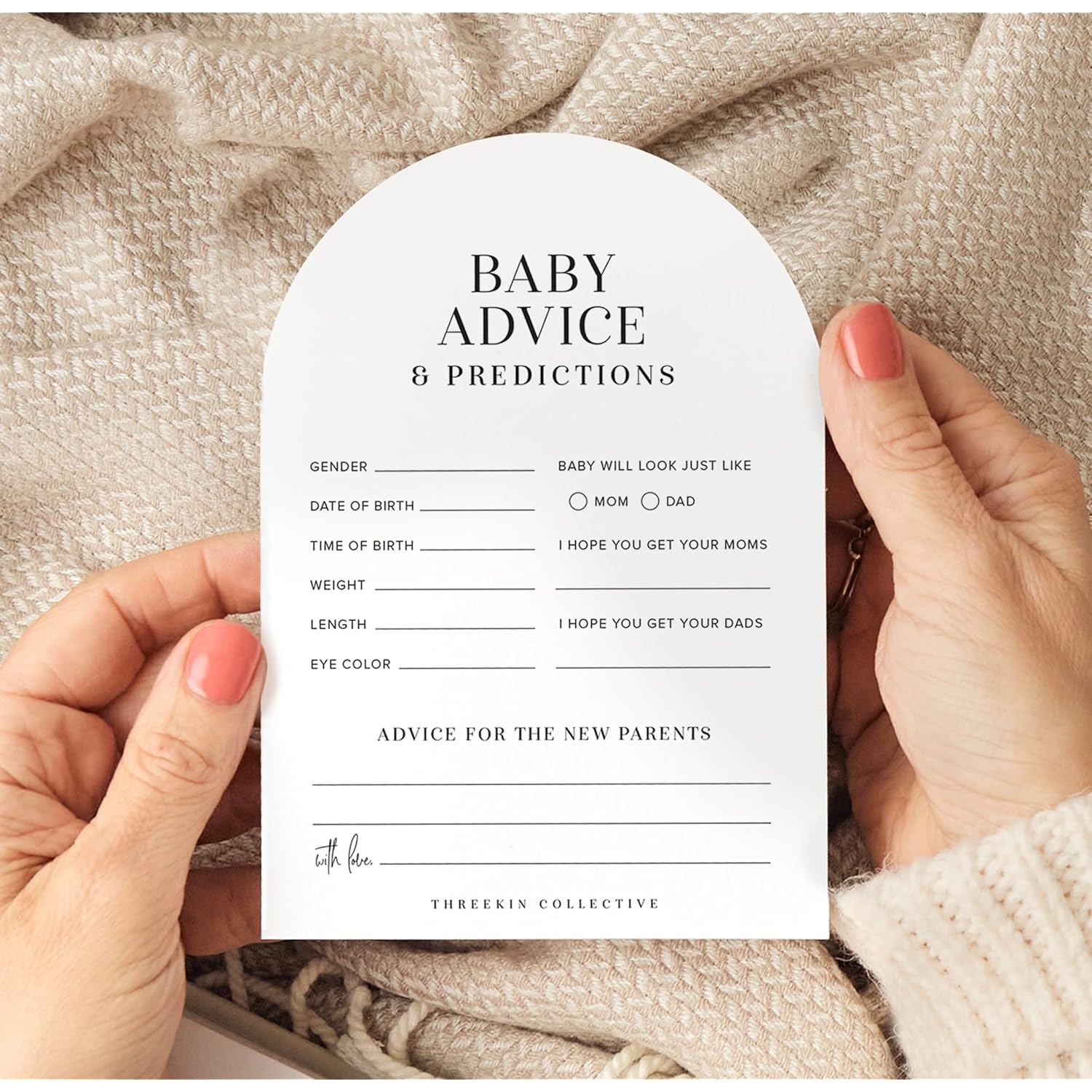Baby Shower Games Cards - 50 Baby Predictions And Advice Cards | 5X7 Inch Tall | Fun Gender Reveal Games For Boys & Girls | Perfect Baby Shower Game Set, Us Owned Business