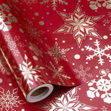 Gold Foil Snowflake Christmas Wrapping Paper Roll, Mini Roll, Elegant Gold And Red Snowflake Design Gift Wrap Paper, Perfect For Holiday Gifts, Christmas Party, 17 Inches X 32.8 Feet