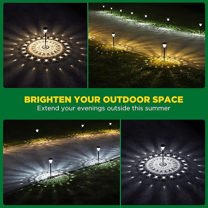 10 Pack Super Bright Solar Pathway Lights Waterproof Dusk to Dawn Garden Walkway Lights