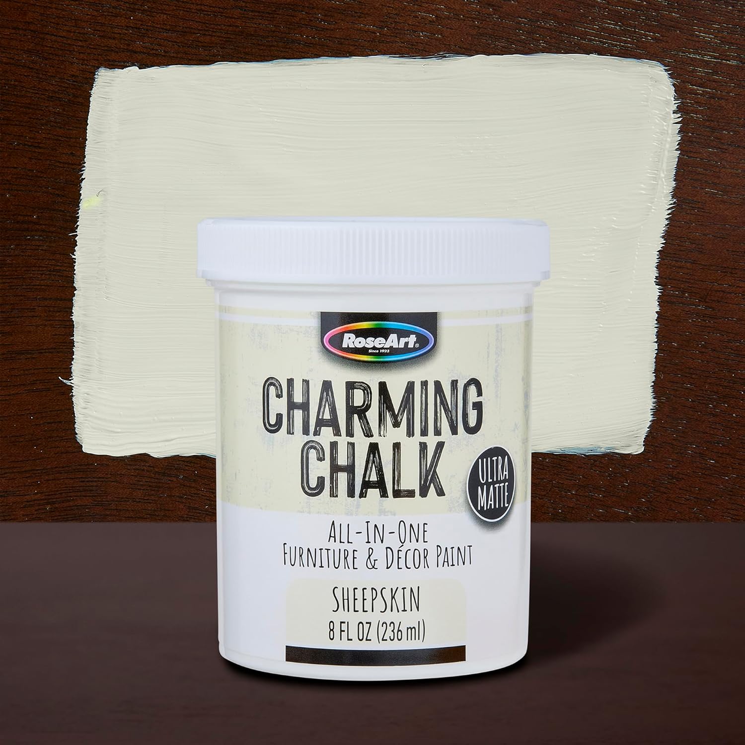 Charming Chalk All-In-One Furniture & Décor Paint - 8oz Sheepskin Cream, Ultra Matte Chalk Finish Paint, Ideal For All Techniques Including Distressing, No Prep Needed, Made In USA